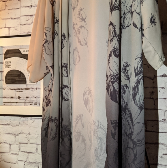 H&M Ombre Watercolor Floral Shawl Kimono Jacket - Picture 13 of 16